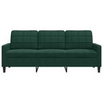 vidaXL Canapé à 3 places Vert foncé 180 cm Velours