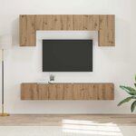 vidaXL Ensemble meuble TV 5 Pièces Blanc brillant Bois d'ingénierie