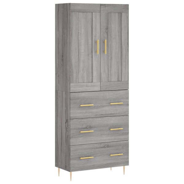 vidaXL Buffet haut Sonoma gris 69 5x34x180 cm Bois d'ingénierie
