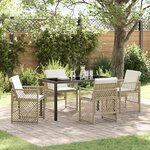 vidaXL Ensemble de salle à manger pour jardin 5 Pièces Beige polyrotin