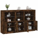 vidaXL Buffet avec lumières LED chêne fumé 162x37x100 cm