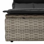 vidaXL Chaise longue double avec auvent et coussins gris clair rotin