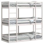 vidaXL Lit superposé triple sans matelas 90x190 cm bois de pin massif