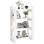 vidaXL Bibliothèque/Séparateur de pièce Blanc 80x35x125 cm Pin massif