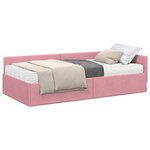 vidaXL Cadre de lit d'angle avec matelas Autre 2 Pièces Gris Velours