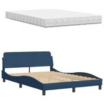 vidaXL Lit avec matelas bleu 140x200 cm tissu