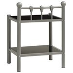 vidaXL Tables de chevet 2 Pièces Gris et noir Métal et verre