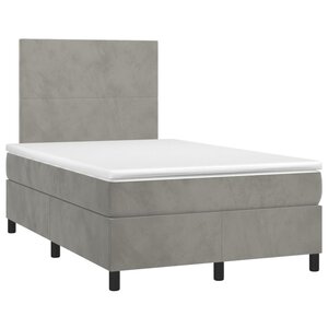 vidaXL Sommier à lattes de lit et matelas gris clair 120x190cm velours