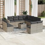 vidaXL Salon de jardin avec coussins 12 Pièces gris clair résine tressée