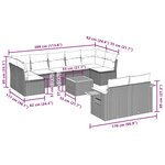 vidaXL Salon de jardin 10 Pièces avec coussins gris résine tressée