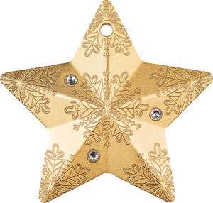 Monnaie SNOWFLAKE STAR Holiday Ornament Gilded 1 Oz Argent $ Cook Islands 2023 (PRÉCOMMANDE)