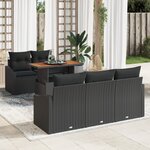 vidaXL Ensemble de salon de jardin 6 pièces avec coussins en poly rattan noir