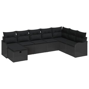 vidaXL Ensemble de Canapés avec coussin avec stockage Noir polyrotin