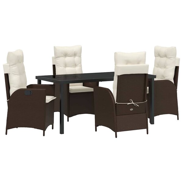 vidaXL Ensemble de salle à manger pour jardin 5 Pièces Marron polyrotin