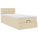 vidaXL Lit ottoman avec matelas crème 90x200 cm tissu