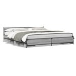 vidaXL Cadre de lit avec tiroirs sans matelas sonoma gris 200x200 cm