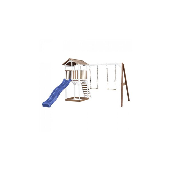 AXI Beach Tower avec Balancoire Double Marron Blanc Bleu Toboggan