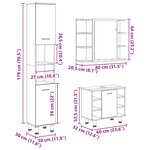 vidaXL Ensemble de meubles de salle de bain 3 Pièces gris béton
