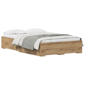vidaXL Cadre de lit Chêne artisanal 120 x 200 cm Bois d'ingénierie