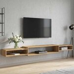 vidaXL Meuble TV mural Montage mural Chêne artisanal 220 x 28 x 21 cm