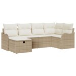 Ensemble de canapé de jardin de 6 pièces avec coussins beige en rotin poly