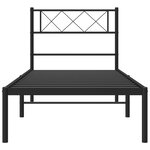 vidaXL Cadre de lit métal avec tête de lit noir 75x190 cm