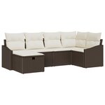 vidaXL Ensemble de canapé de jardin de 6 pièces avec coussins en rotin marron