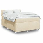 vidaXL Sommier à lattes de lit avec matelas Crème 160x200 cm Tissu