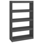 vidaXL Bibliothèque/Séparateur de pièce Gris 80x30x135 5 cm Pin massif