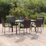 vidaXL Ensemble à manger de jardin 7 Pièces Noir Résine tressée