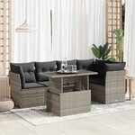 vidaXL Salon de jardin 6 Pièces avec coussins gris résine tressée