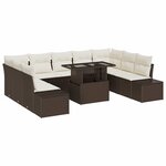 vidaXL Ensemble de canapé de jardin 10 Pièces Marron et Crème polyrotin