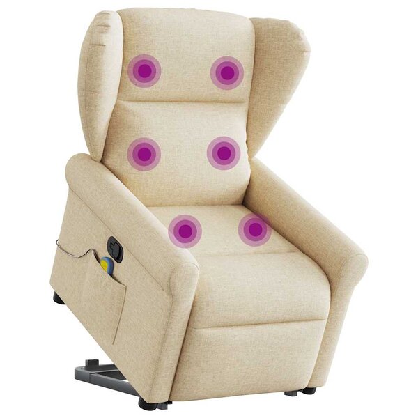 vidaXL Fauteuil inclinable de massage Crème Tissu