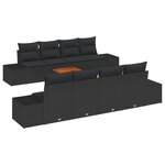 vidaXL Ensemble 9 pièces canapé de jardin avec coussins noir poly rattan acacia