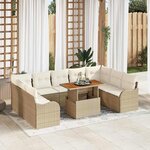 vidaXL Ensemble de canapé de jardin avec coussin 10 Pièces beige et crème