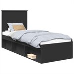 vidaXL Cadre de lit Noir 75 x 190 cm Bois de pin massif