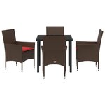 vidaXL Ensemble table et chaises avec coussin 5 Pièces Marron Rotin PE