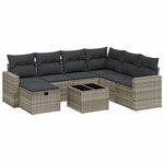 vidaXL Salon de jardin 8 Pièces avec coussins gris clair résine tressée