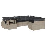 vidaXL Salon de jardin avec coussins 10 Pièces gris clair résine tressée