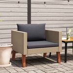 vidaXL Canapé simple de jardin avec coussins Résine tressée Beige