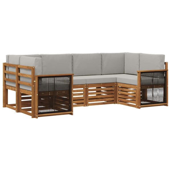 vidaXL Ensemble de canapés d'extérieur 5 pc Naturel et gris clair