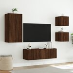 vidaXL Meuble TV muraux 4 Pièces avec lumières LED chêne marron