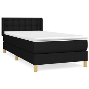 vidaXL Sommier à lattes de lit avec matelas Noir 90x200 cm Tissu