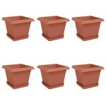 vidaXL Pots de plantes 6 Pièces Rouge brique 20 x 20 x 16 cm Plastique