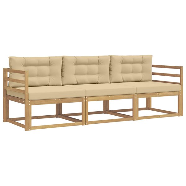 vidaXL Ensemble de canapés d'extérieur 3 pc Blanc et Beige Polyester