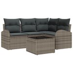 vidaXL Ensemble de canapé de jardin avec coussin 5 Pièces Gris Poly rotin
