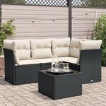 vidaXL Salon de jardin 5 Pièces avec coussins noir résine tressée
