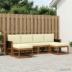 vidaXL Ensemble de canapés d'extérieur 6 pc Naturel et Crème Polyester