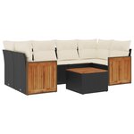 vidaXL Salon de jardin 7 Pièces avec coussins noir résine tressée