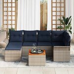 vidaXL Ensemble de canapé de jardin 7 Pièces Gris et bleu marine
